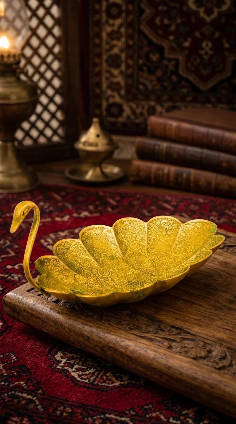 Value Gifts Brass Swan Tray for Home, Office, and Gifting