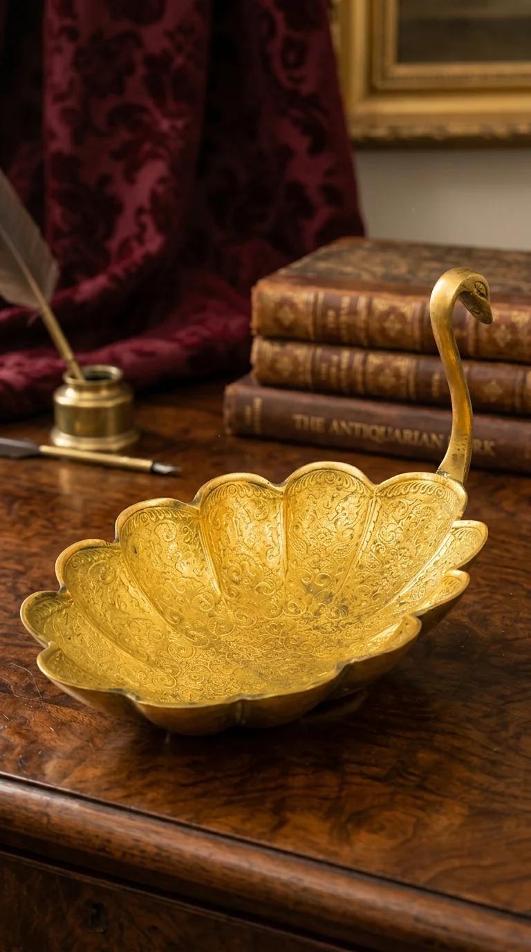 Value Gifts Brass Swan Tray for Home, Temple, and Gift Decoration