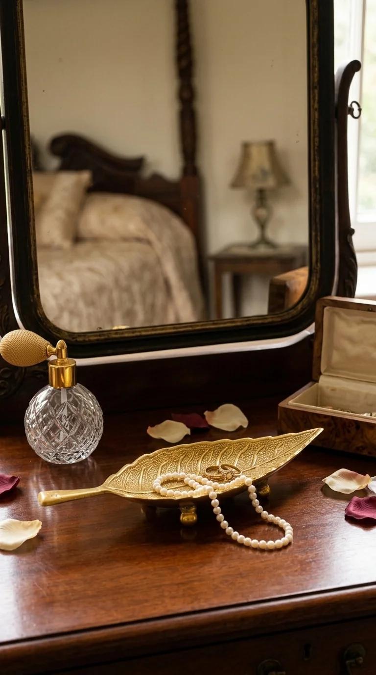 Value Gifts Brass Leaf Tray Serving Platter for Tabletop, Home, and Office Decor