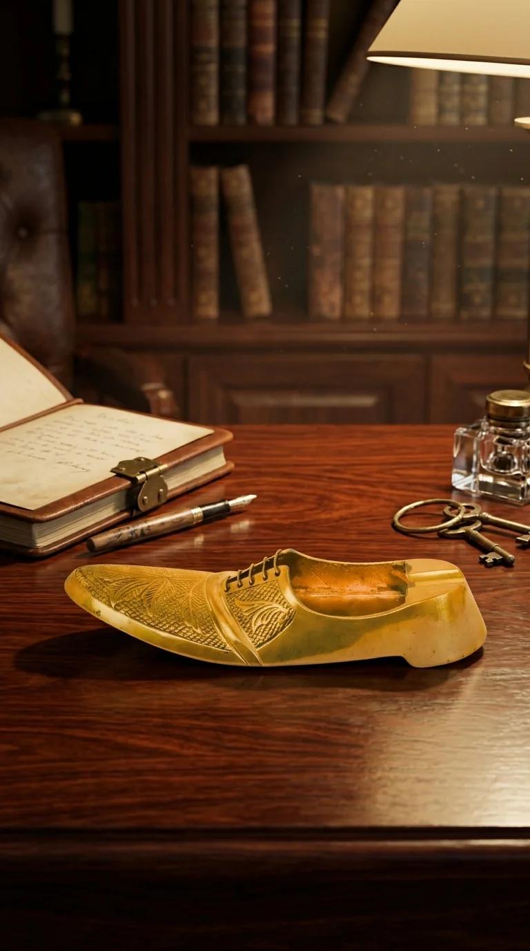 Value Gifts Traditional Brass Shoe Design Ash Tray for Home, Office, and Gifts
