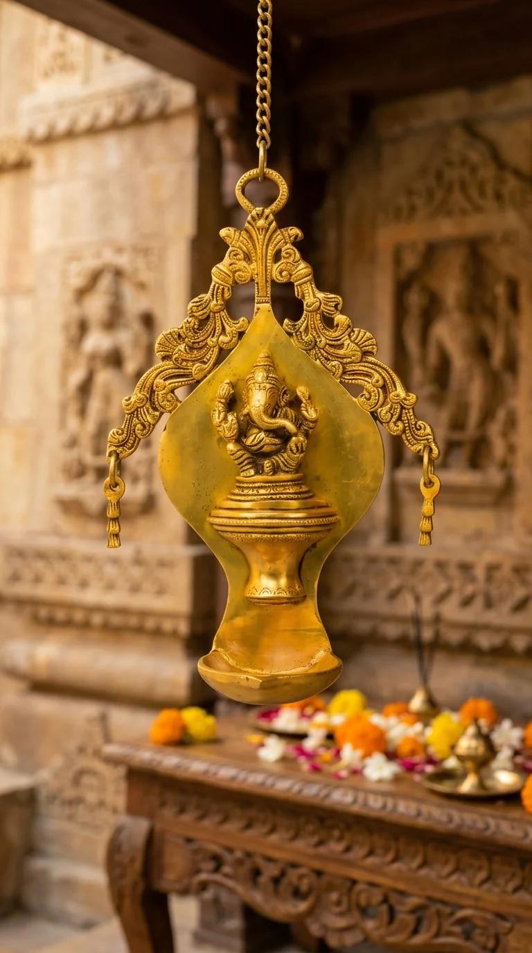 Value Gifts Brass Ganesha Wall Hanging Diya for Entrance, Table, and Spiritual Home