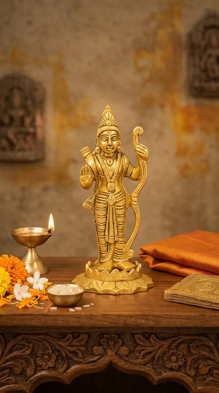 MH Decors Decorative Brass Rama Statue Showing Blessing Gesture for Spiritual Home