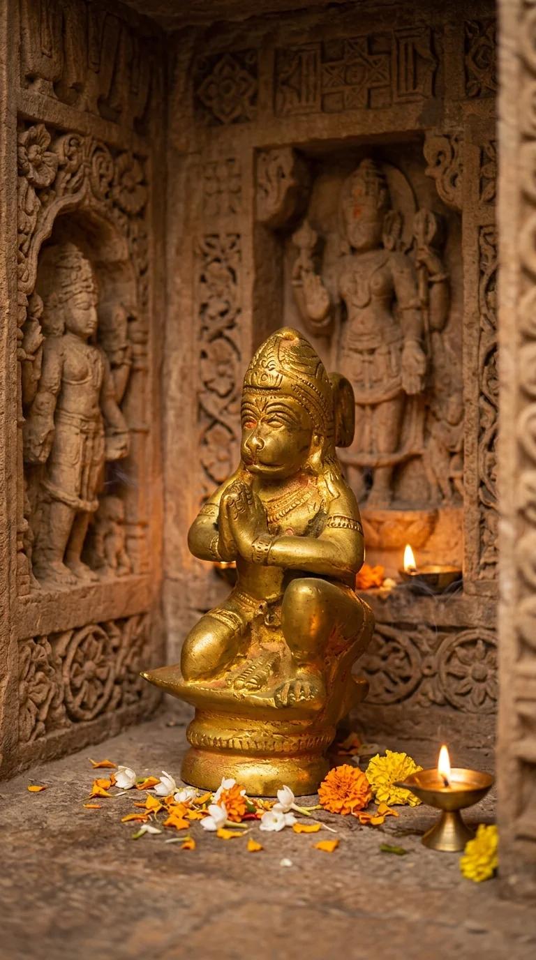 MH Decors Handcrafted Brass Lord Hanuman Figurine for Pooja Room and Living Room