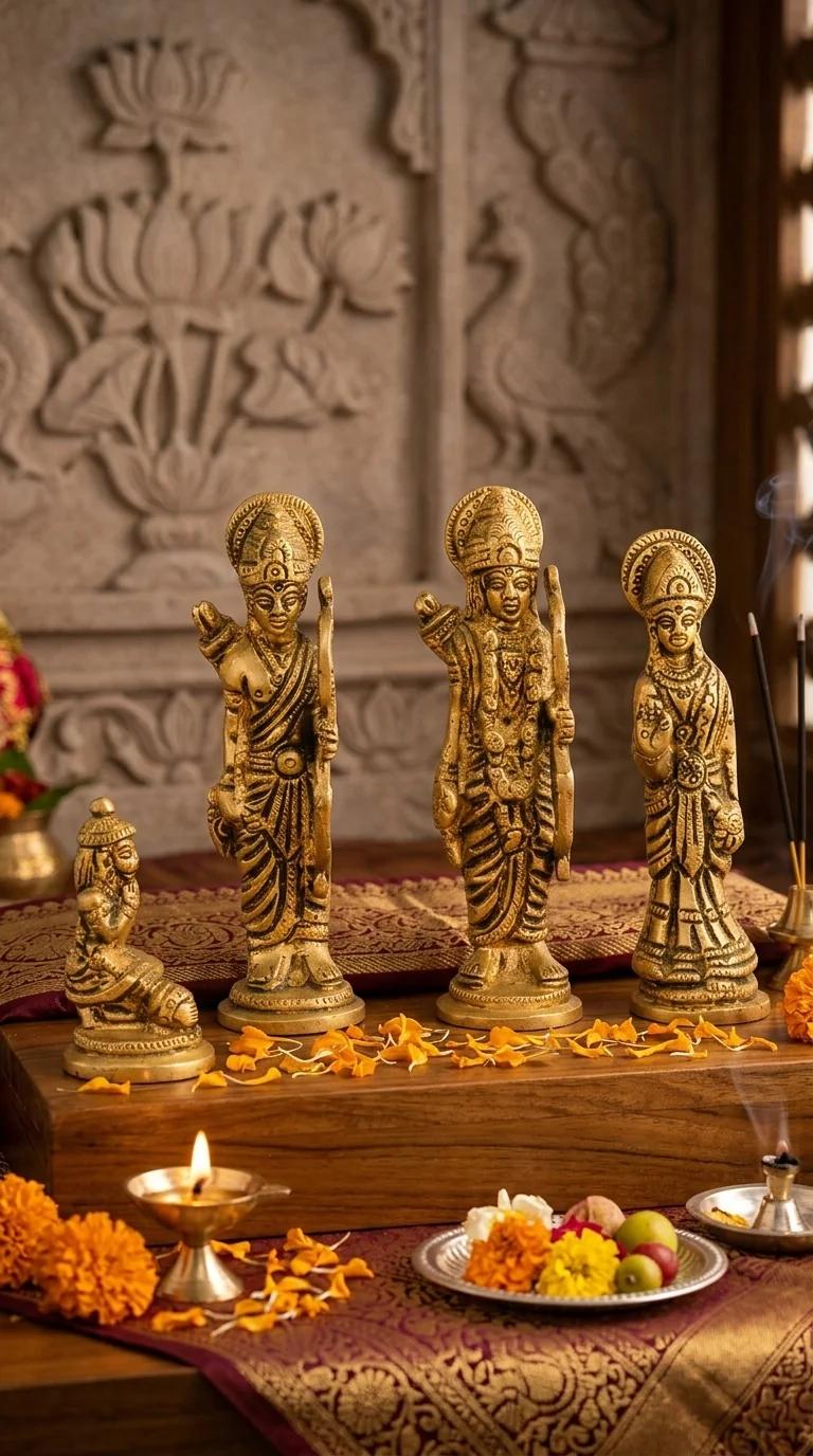 MH Decors Elegant Brass Ram Darbar Statues for Home Office and Spiritual Decoration