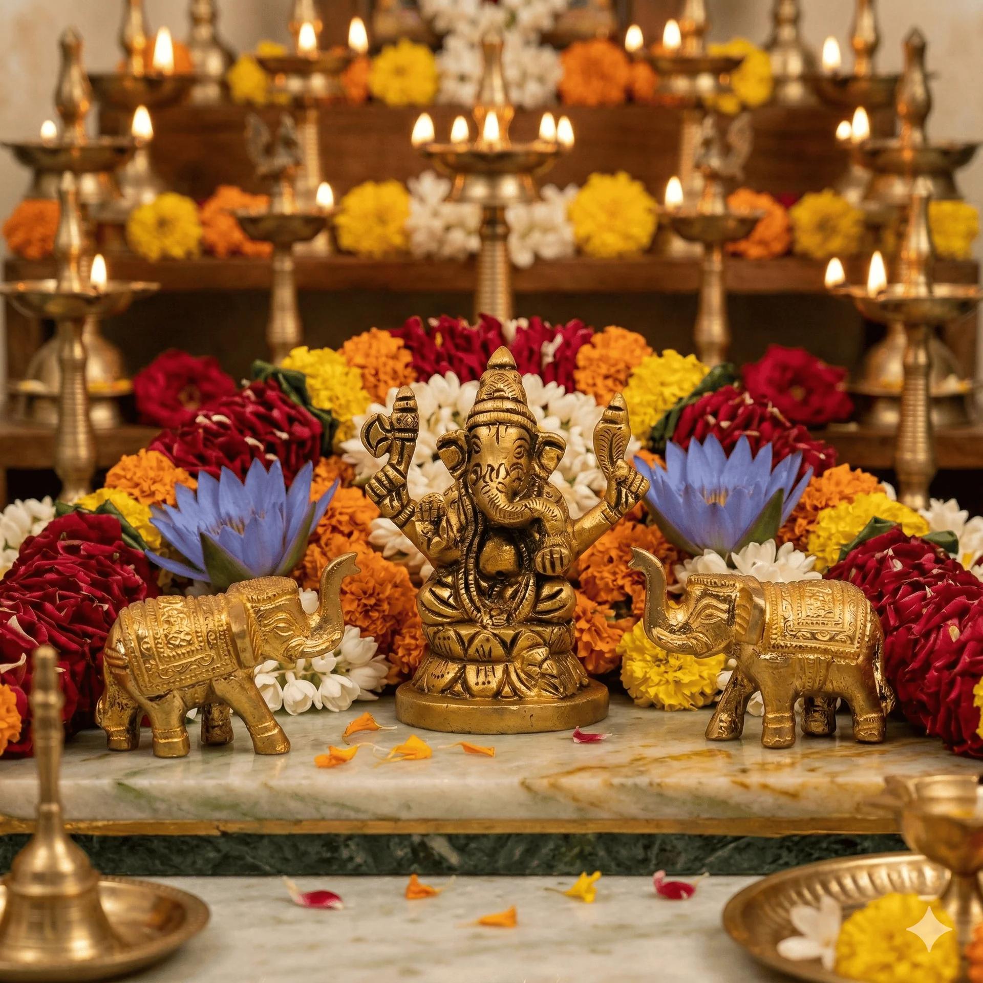 MH Decors Brass Elephant Show Pieces Set of 2 for Home Decoration