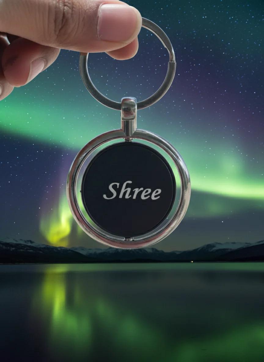 MH Decors Rotating Metal Keychain – Personalized Double-Sided Name Engraving