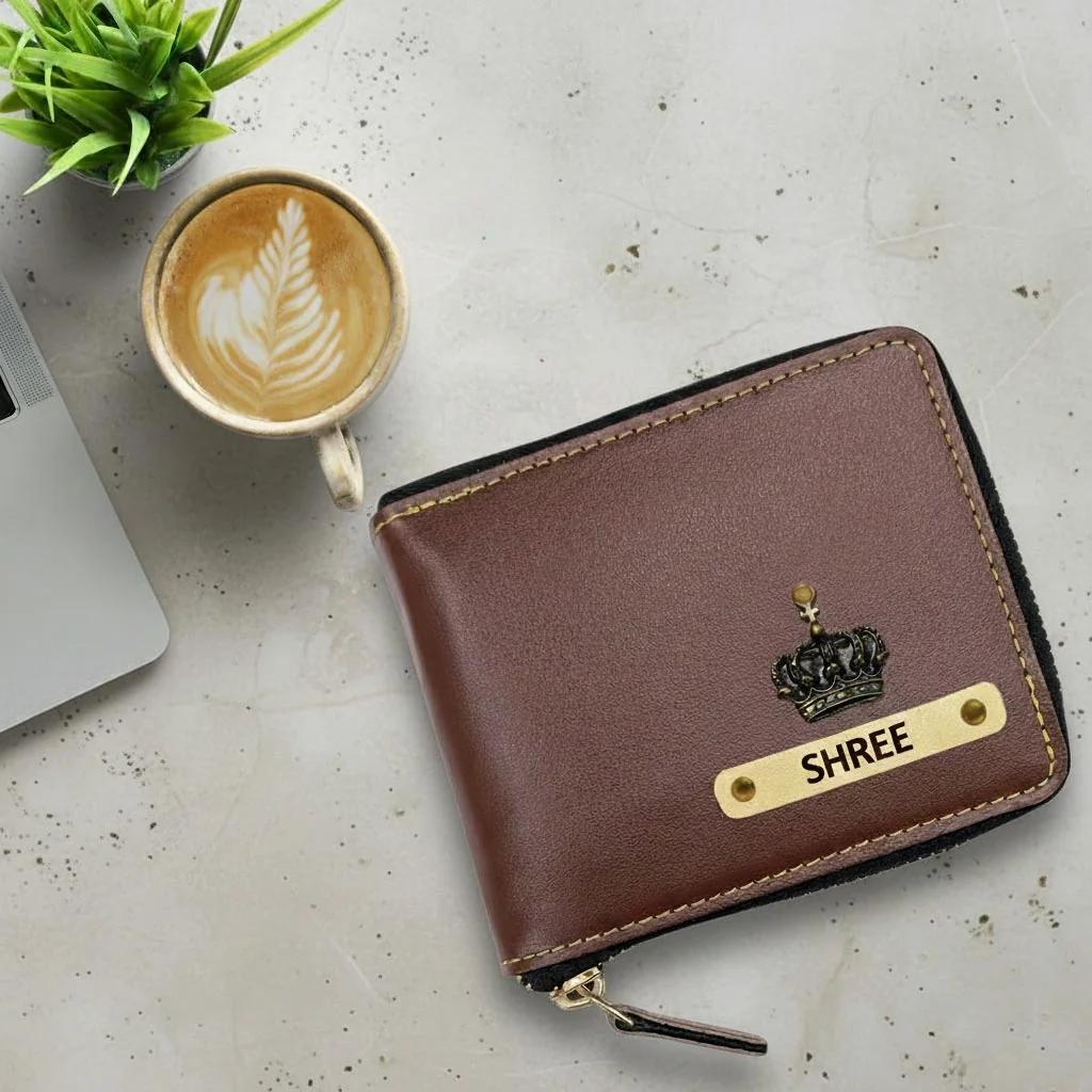 Zpics Leather Zipper Wallet for Men