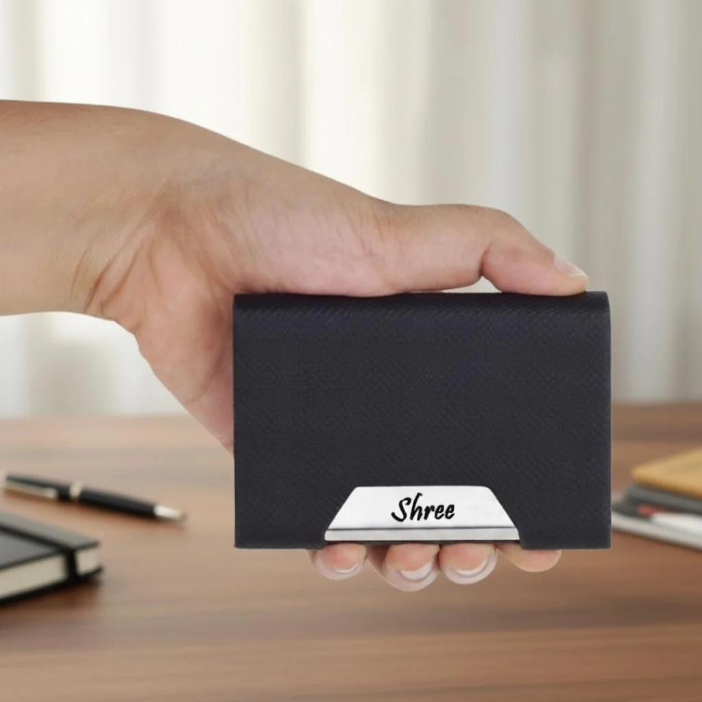 MH Decors Luxury Leather Visiting Card Holder – Personalized