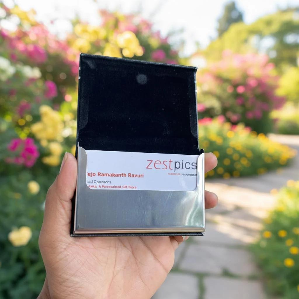 MH Decors Sleek Personalized Business Card Case with Custom Name