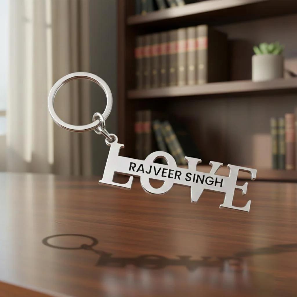 MH Decors Valentine’s Day Love Keychain – Custom Name Engraving