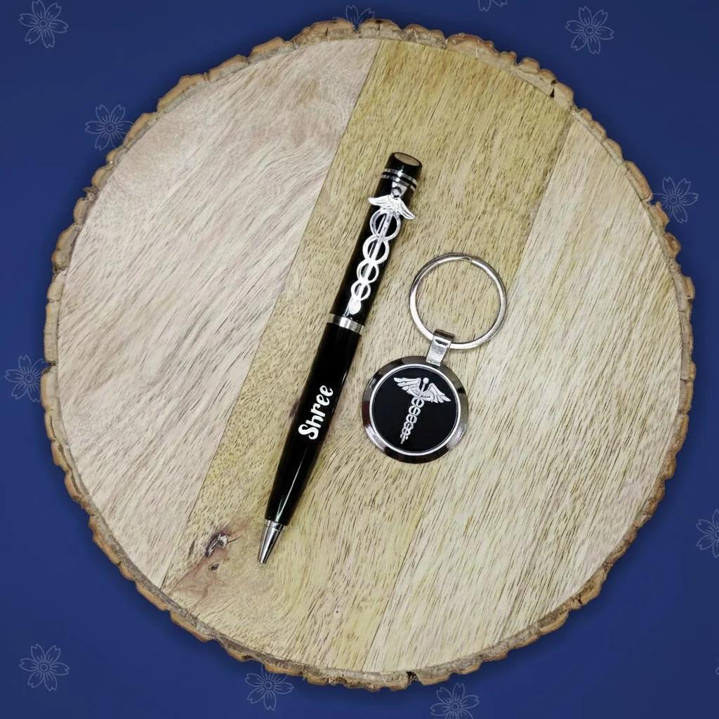 MH Decors Personalized Medical Pen and Keychain Set for Doctors