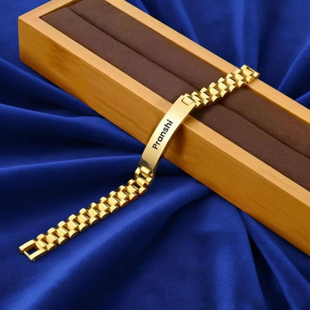 MH Decors Engraved Name Bracelet for Men & Women – Personalized Stainless Steel