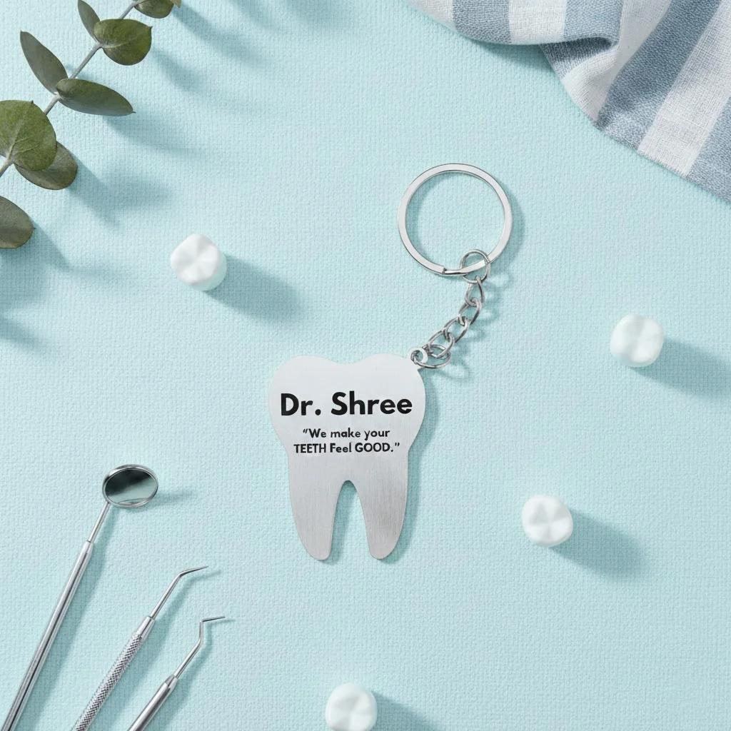 MH Decors Engraved Tooth Keychain – Unique Dentist Appreciation Gift