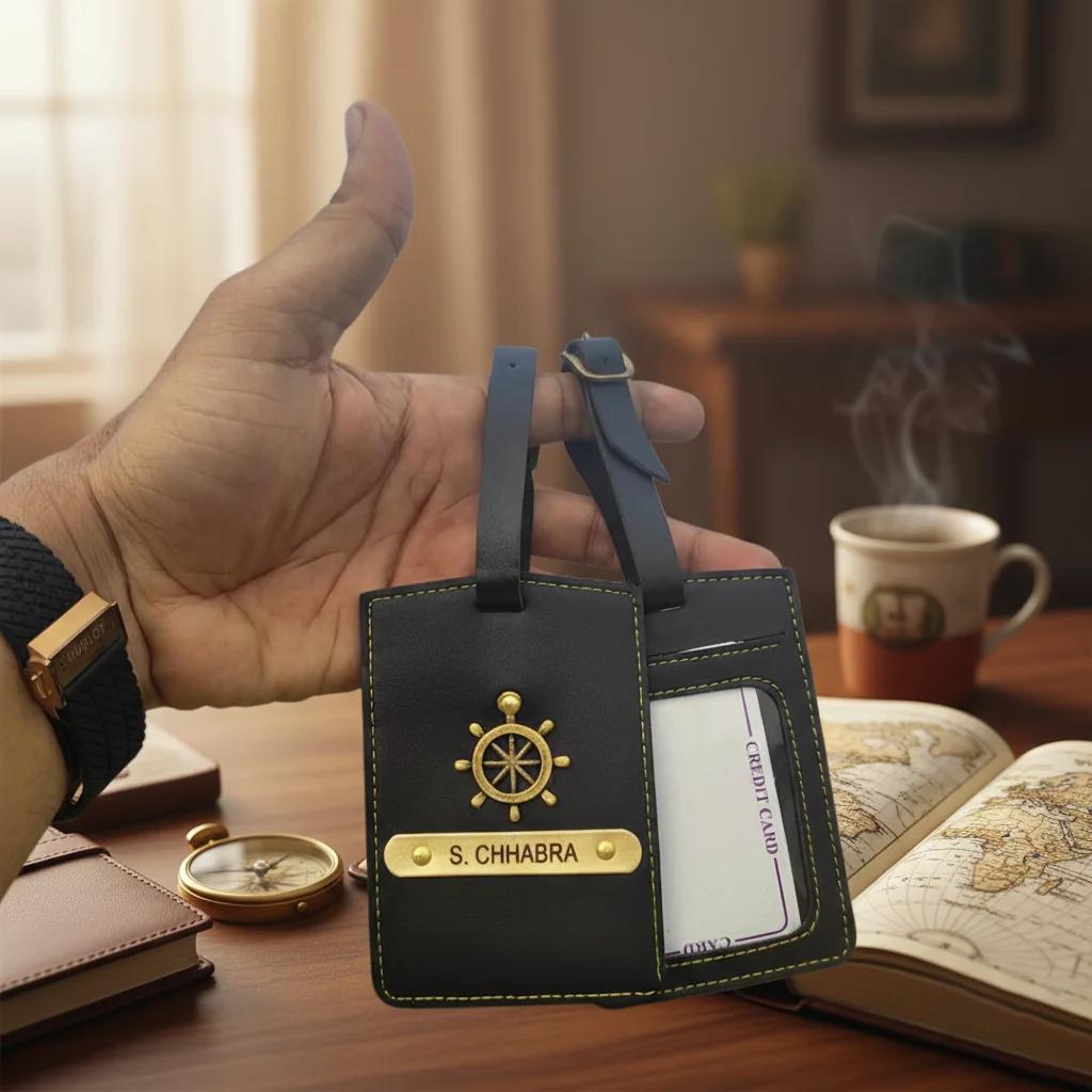 Zpics Premium Grey Personalised Luggage Tags for Travel Bags