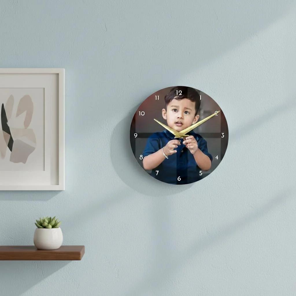 Zpics Personalized Acrylic Clock with Custom Photo Design Round or Square