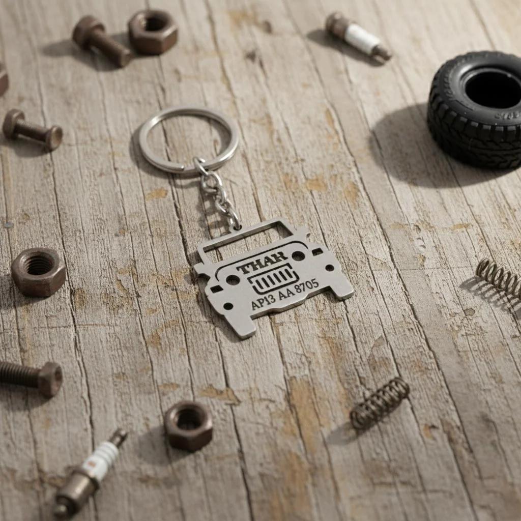 MH Decors Custom Thar Keychain with Your Name and Personalized Design