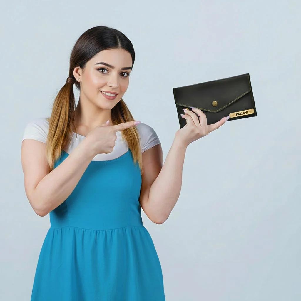 MH Decors Custom Women’s Wallet with Name and Personalized Charm