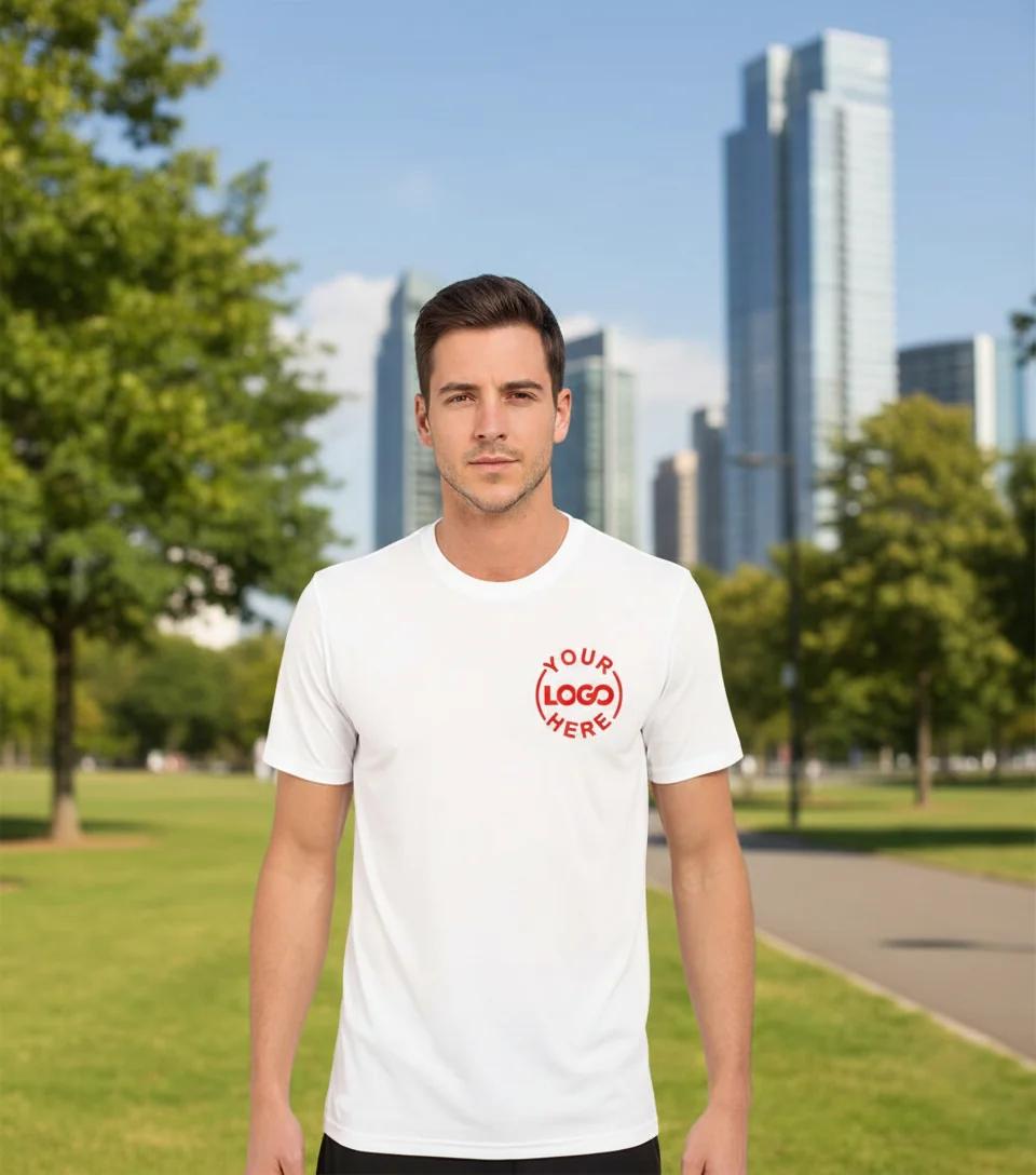 Zpics Custom Small 36 White Collar Neck T-Shirt with Full Company Logo Front & Back