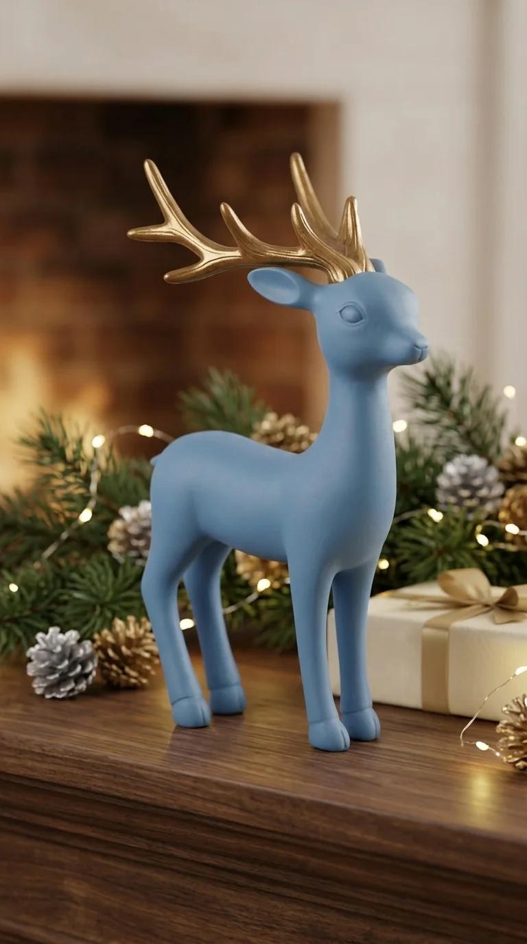 Value Gifts Elegant Resin Reindeer Couple Figurine for Home and Festive Gift