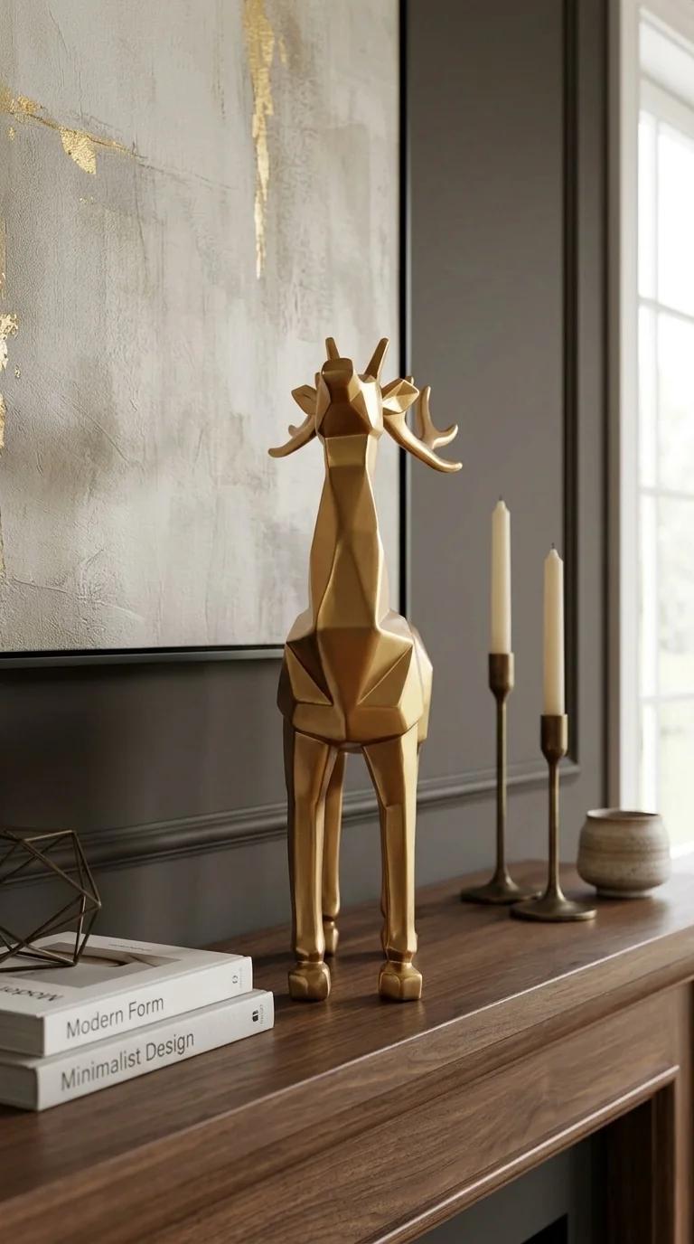 Value Gifts Elegant Resin Deer Figurine Statue for Office Desk and Living Room Decor