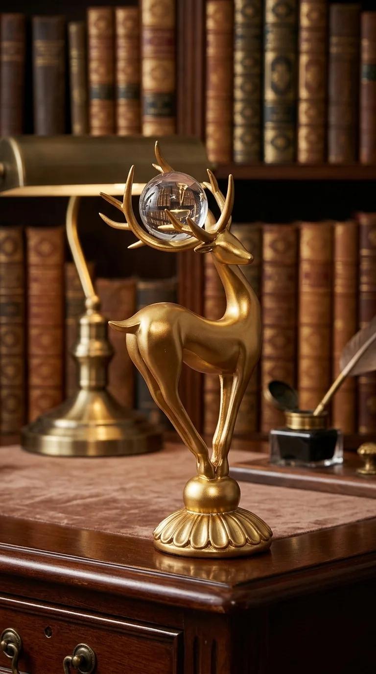 Value Gifts Elegant Golden Deer Figurines for Living Room Decor and Housewarming Present