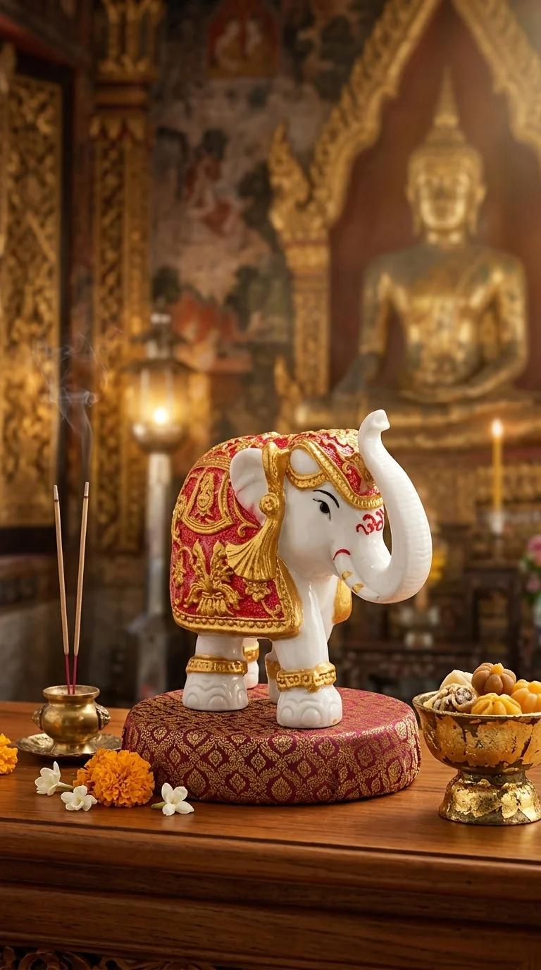 Value Gifts Elegant Golden Elephant Pair Figurines for Living Room Decoration