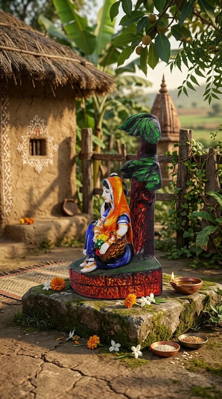 Value Gifts Ethnic Rajasthani Couple Figurine with Tree for Home Decoration