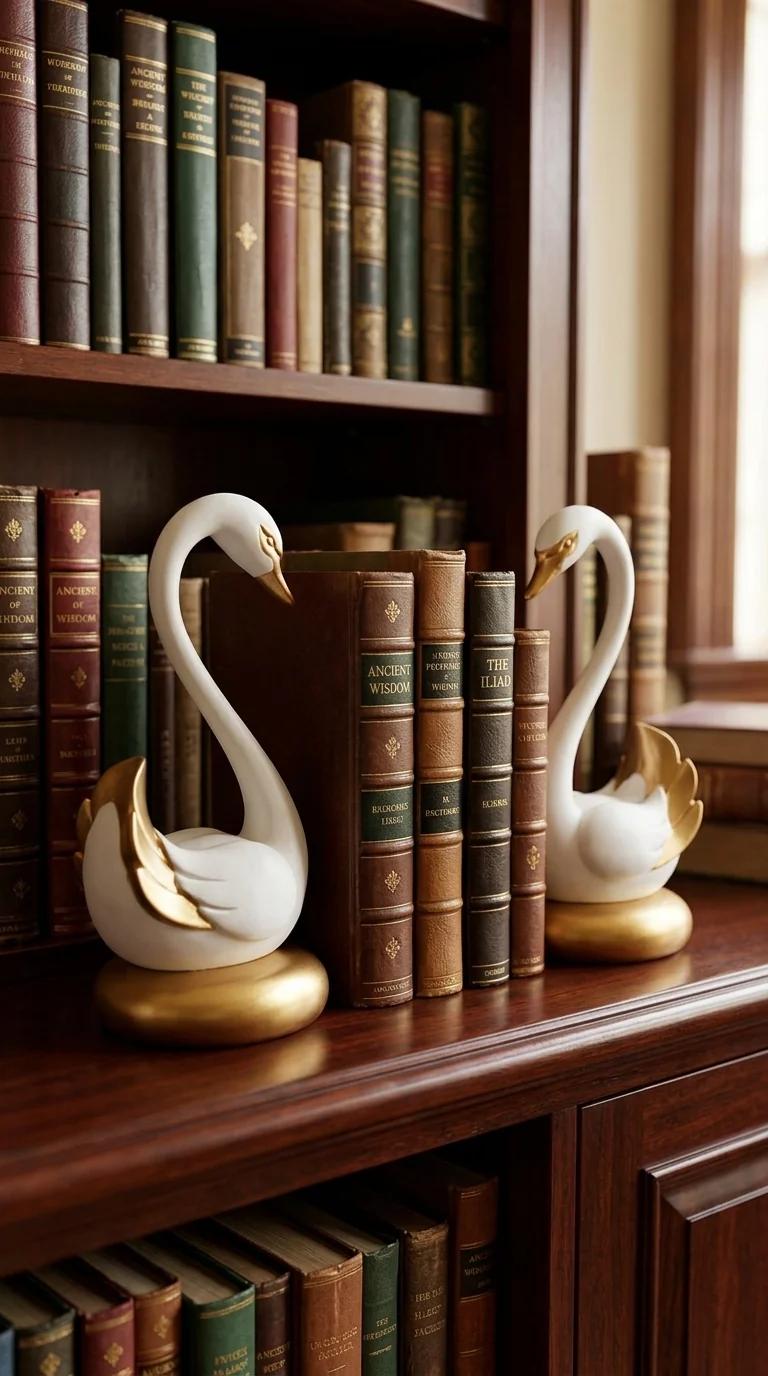 Value Gifts Elegant Swan Pair White and Gold Figurine for Living Room Decor
