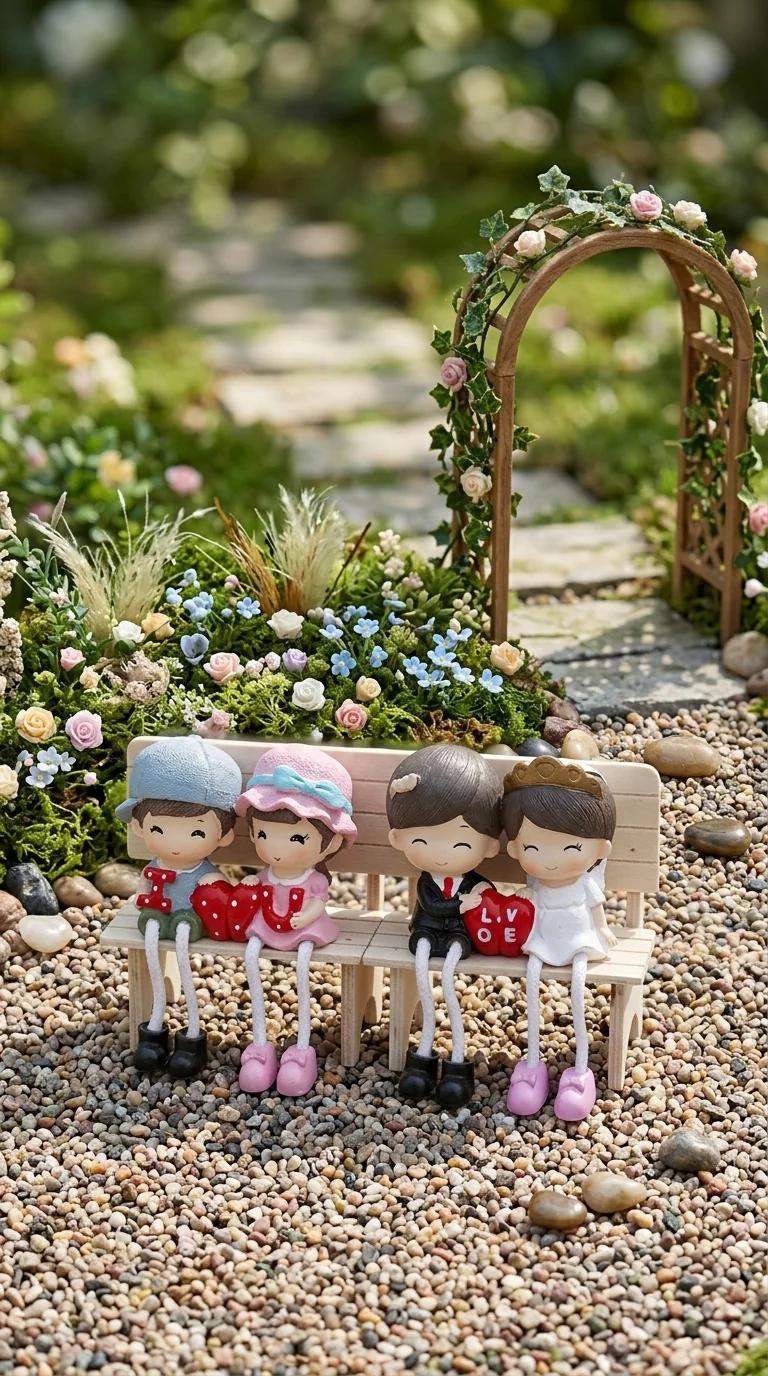 Value Gifts Romantic Valentine's Day Hanging Bench Couple Figurines for Home Decoration