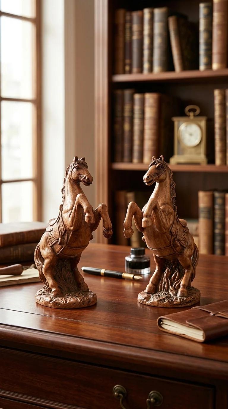 Value Gifts Pair of Rearing Stallion Horse Statues Decorative Home Ornament