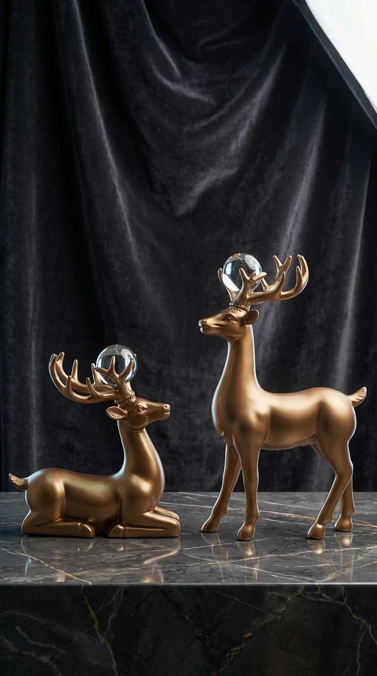 MH Decors Elegant Resin Deer Couple Figurines for Home Bedroom Decoration