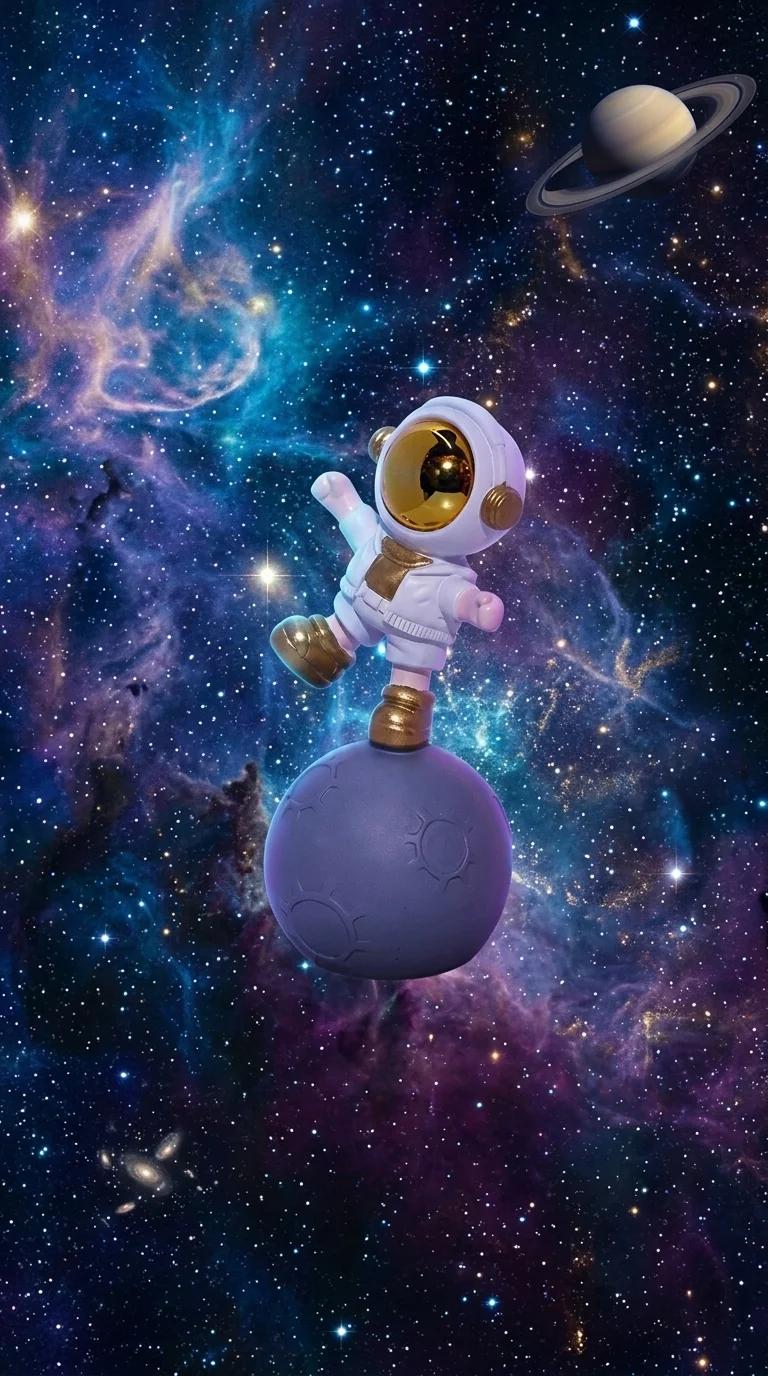 MH Decors Elegant Moon with Kid Astronaut Statue for Bedroom and Office Decor