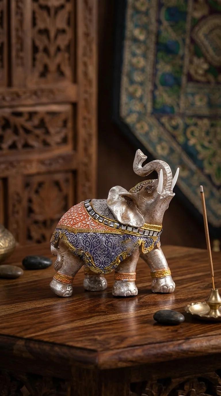 MH Decors Elegant Lucky Elephant Statue for Tabletop Home and Office Decoration