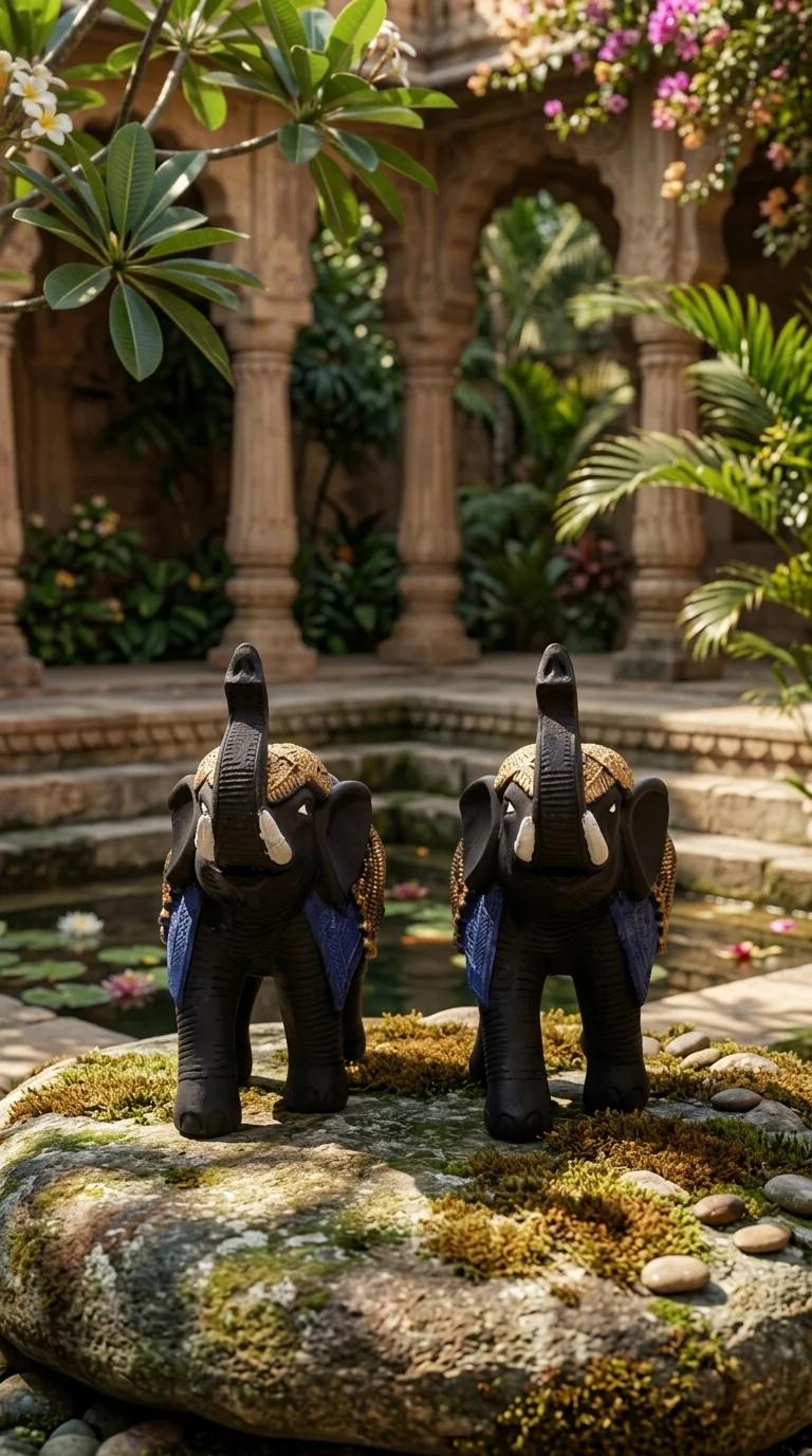 MH Decors Medium Size Royal Elephant Pair Figurines for Living Room and Gift