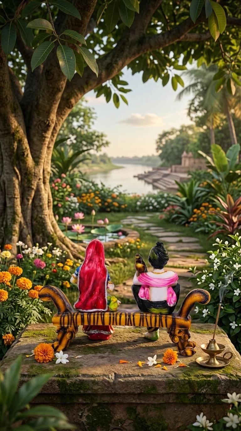 MH Decors Handcrafted Rajasthani Couple Playing Veena Showpiece for Home Display