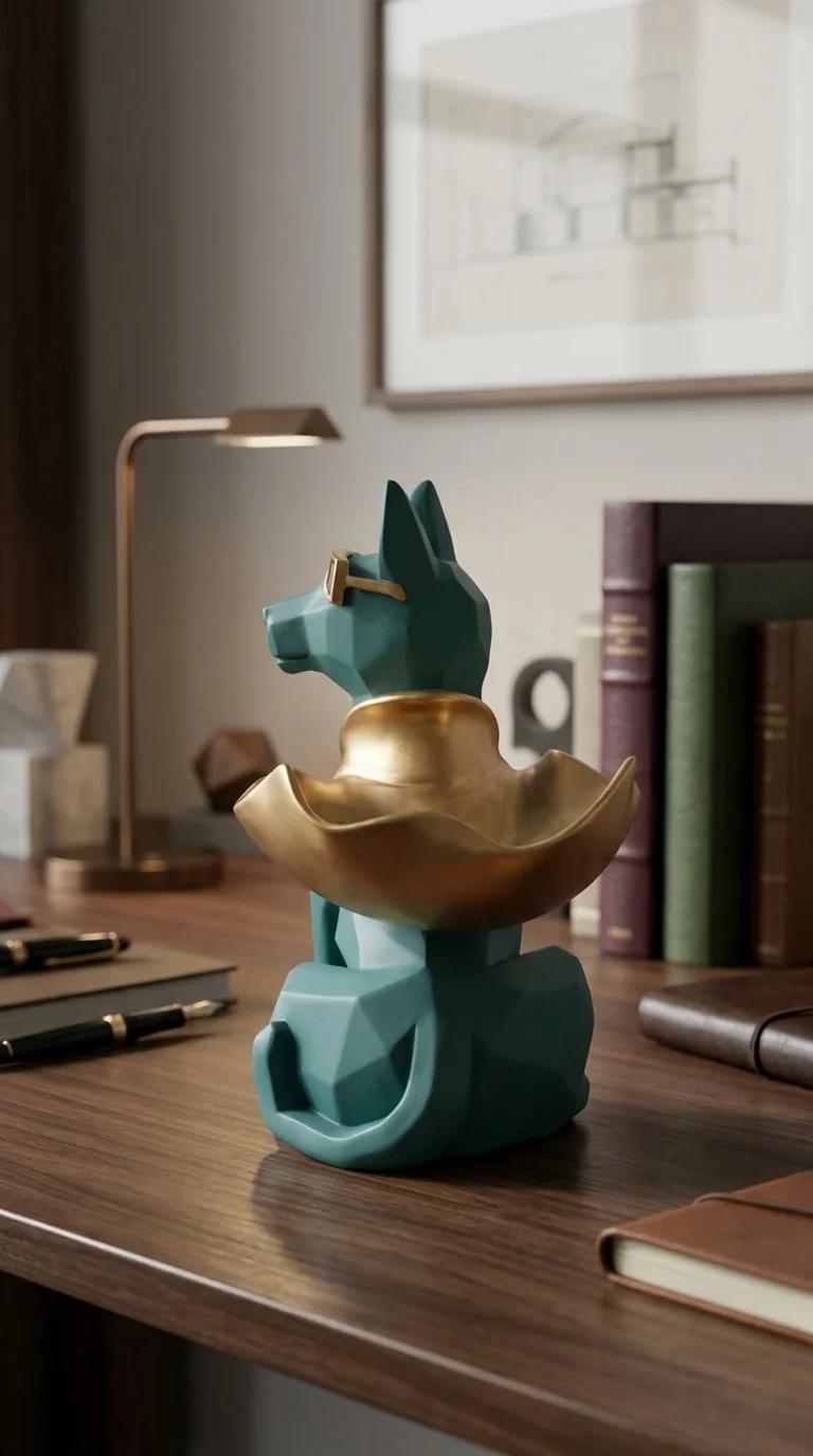 MH Decors Elegant Dog Figurine Storage Box for Living Room and Office Decoration