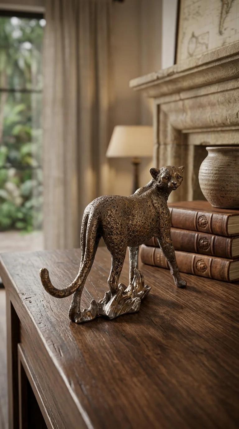 MH Decors Elegant Retro Leopard Figurine for Home and Office Table Display