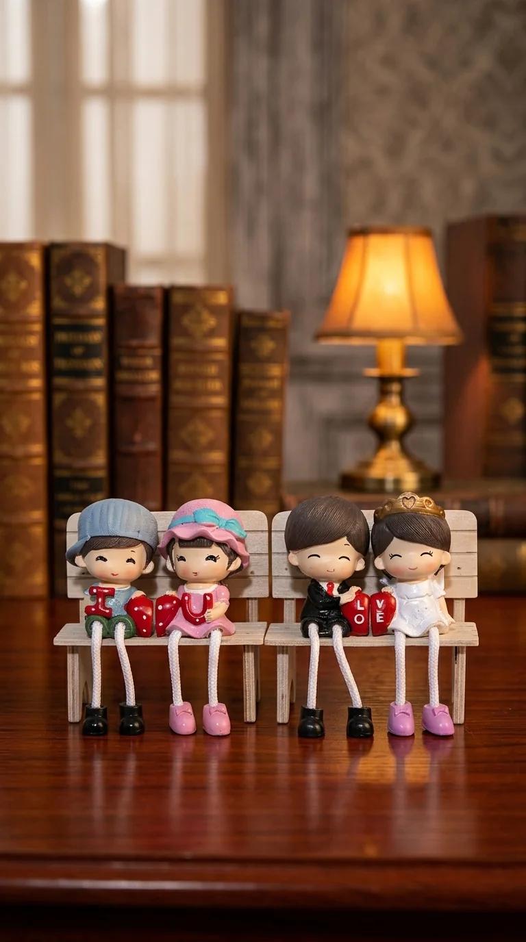 MH Decors Elegant Hanging Bench Couples Set of 4 for Tabletop and Home Decoration