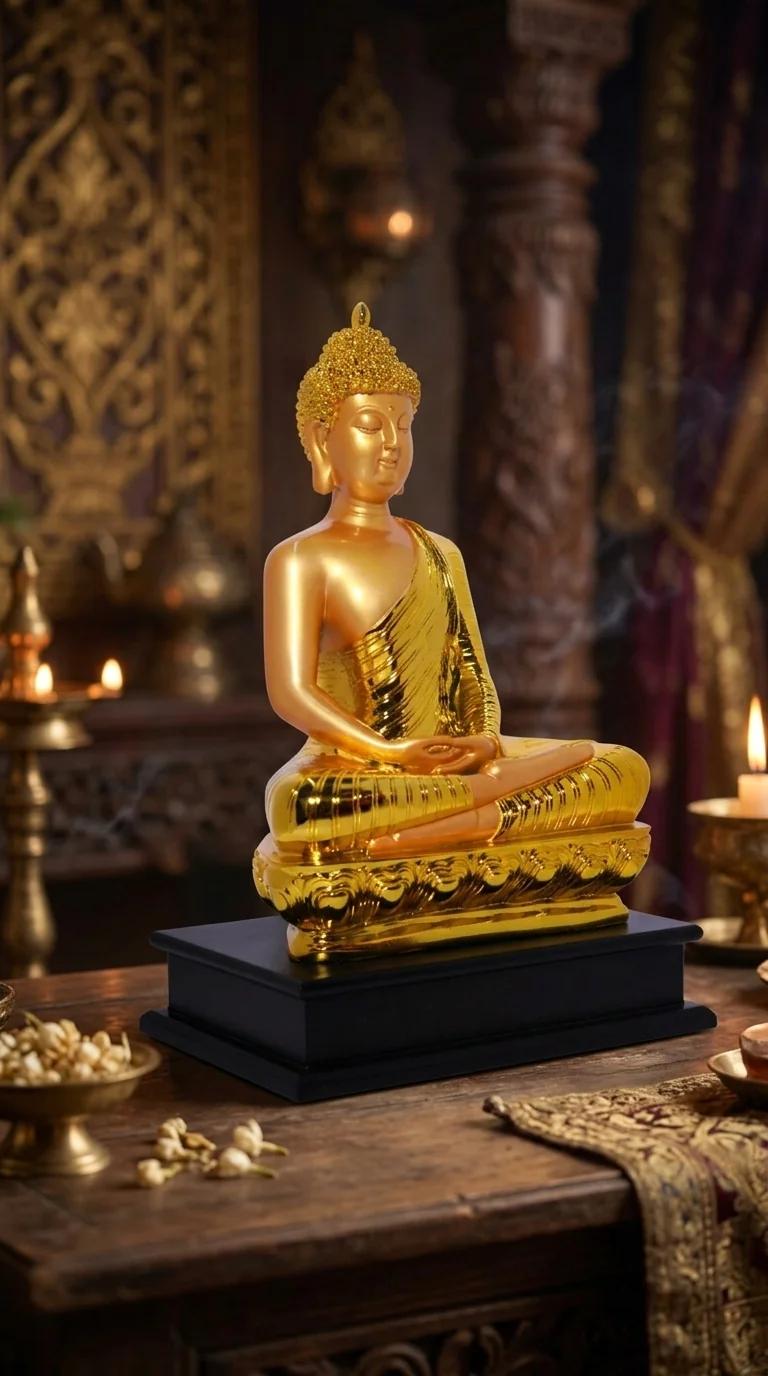 MH Decors Elegant Gold Plated Buddha Figurine for Corporate Gift and Home Decor