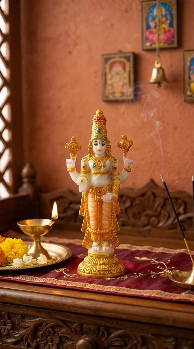 Value Gifts Gold Colour Venkateswara Swamy Statue for Pooja Room Decor