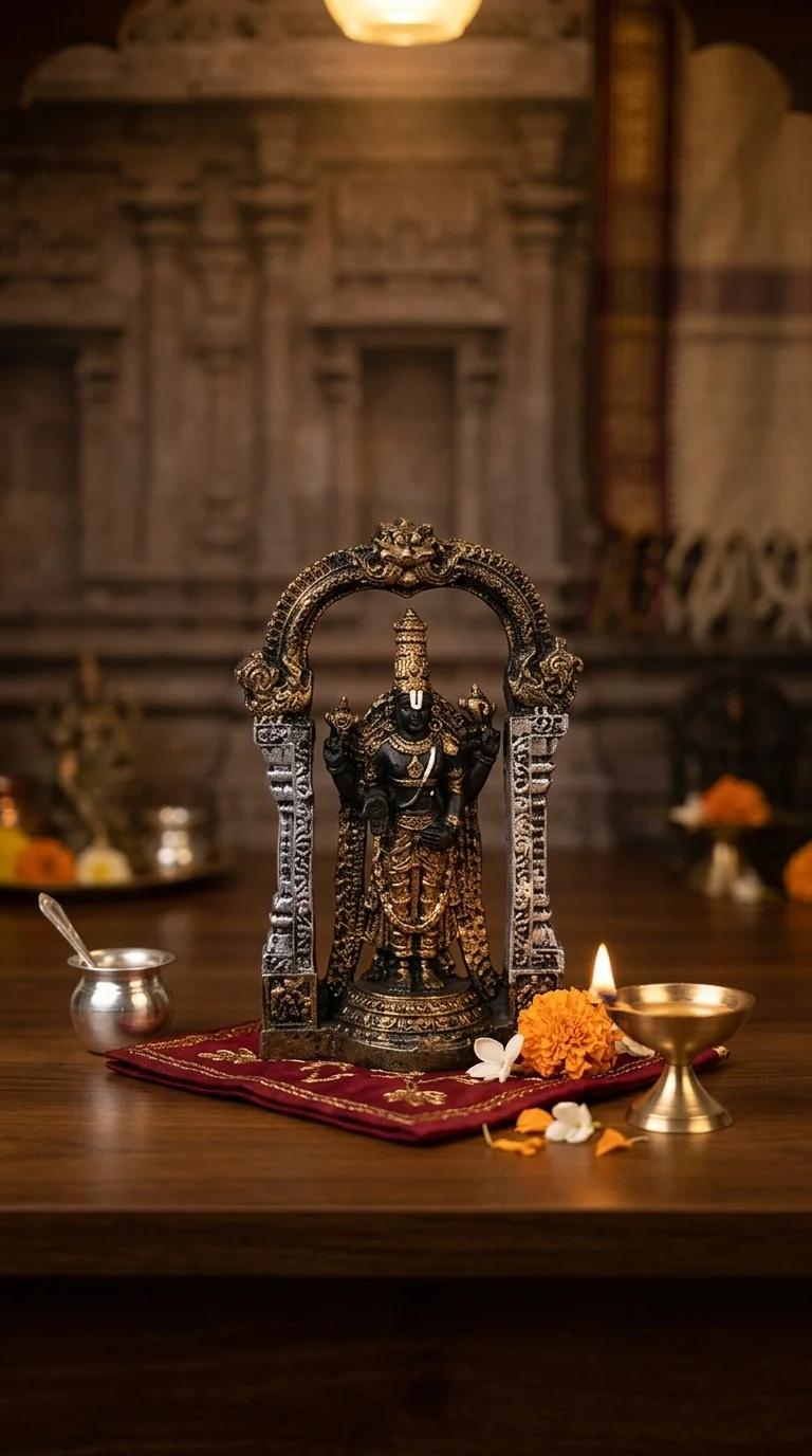 Value Gifts Lord Balaji Idol with Arch for Home Pooja Room Decor