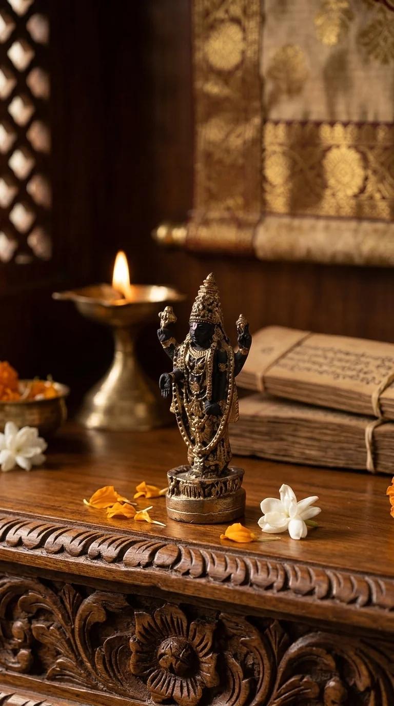 Value Gifts Elegant Gold Coated Tirupati Balaji Idol for Pooja Room Decoration