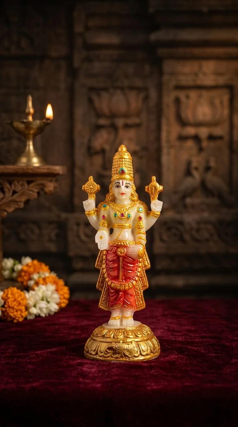 Value Gifts Elegant Rediyam Colour Lord Venkateswara Idol for Pooja Room and Car Decor