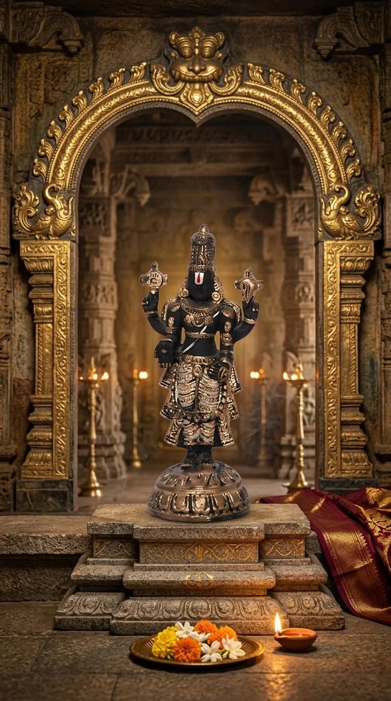 Value Gifts Elegant Gold Finish Lord Venkateswara Idol for Home Pooja Room and Car Decor