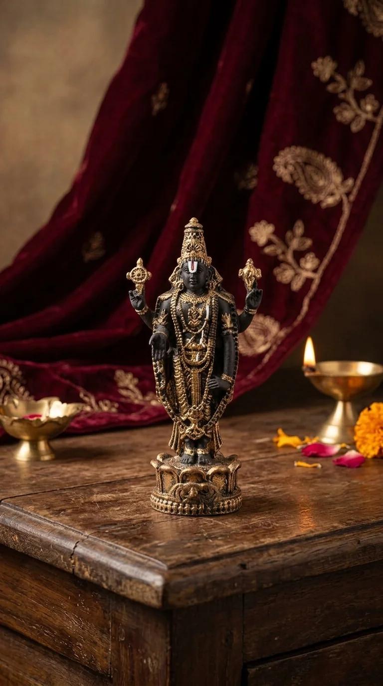 Value Gifts Gold Plated Lord Balaji Idol for Pooja Room Temple and Gifting