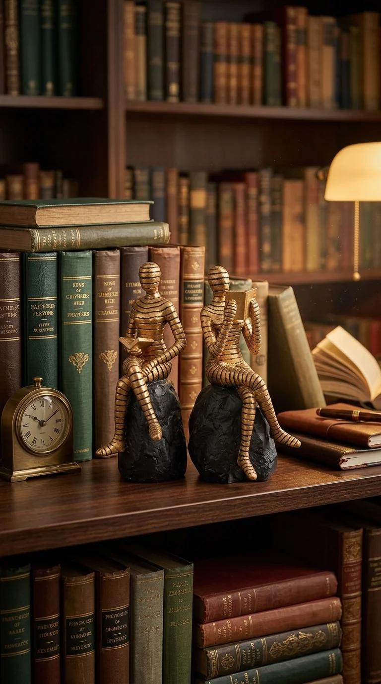 Value Gifts Elegant Seated on Rock Reading Book Artefact for Home Table or Shelf Decor