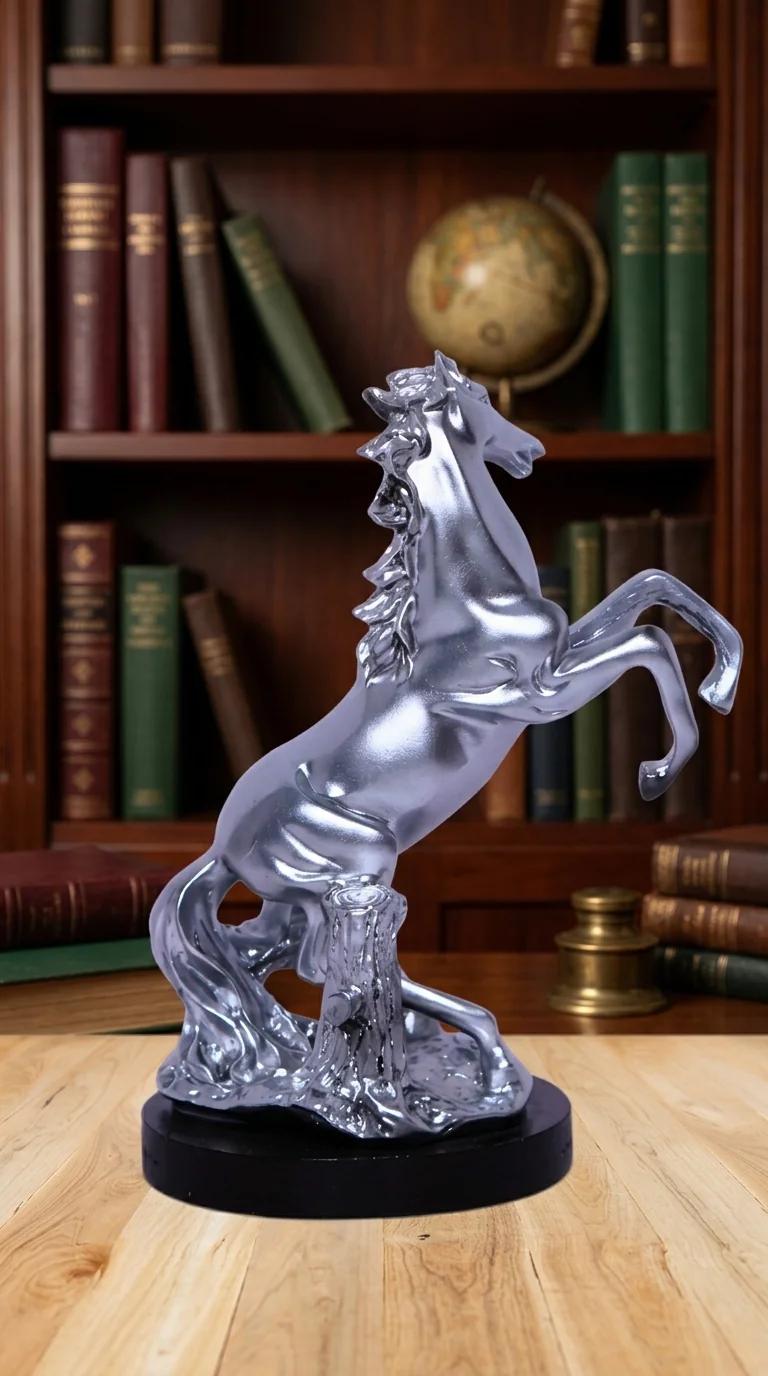 Value Gifts Elegant Silver Horse Showpiece for Tabletop and Living Room Decor