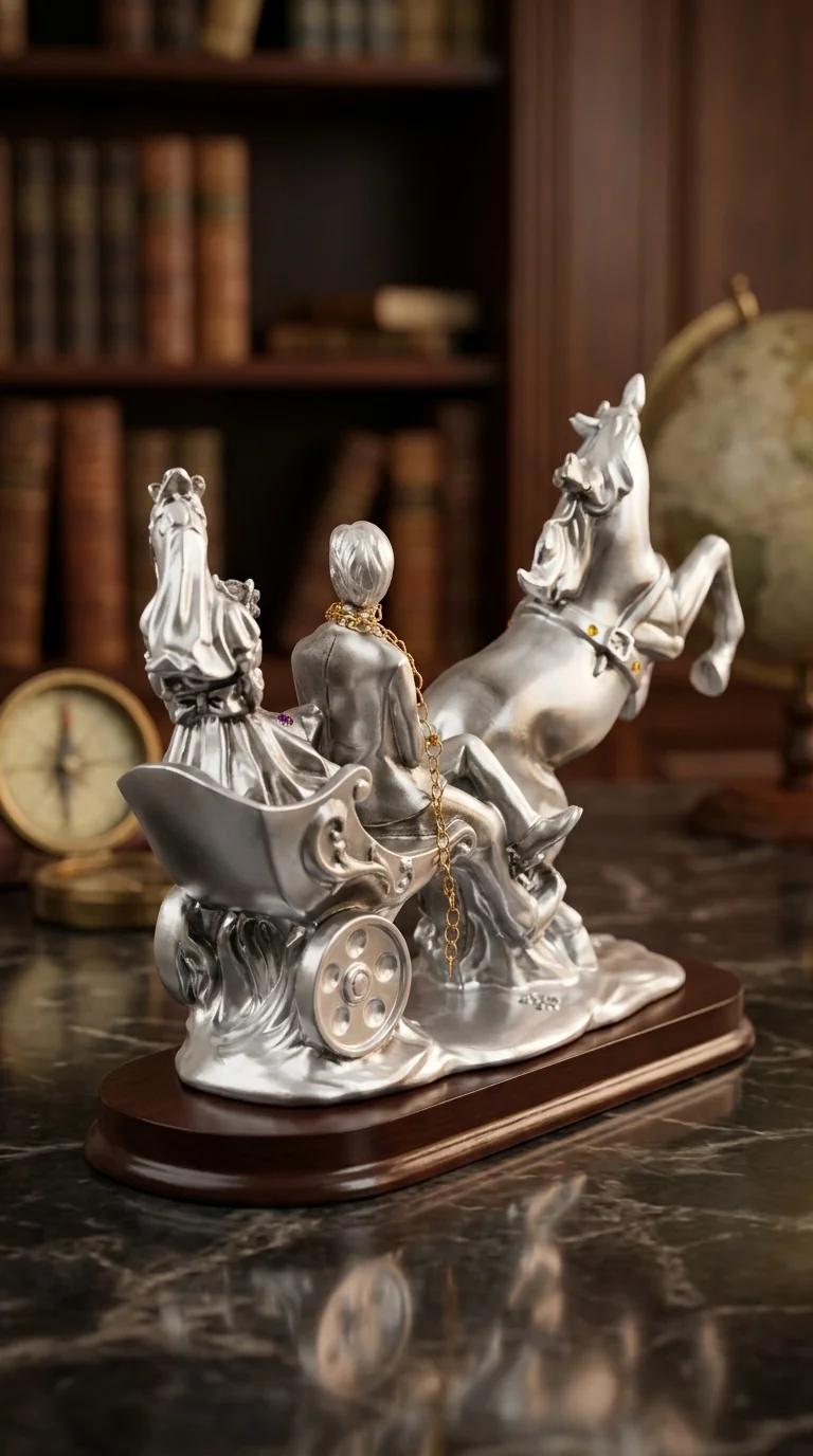 Value Gifts Elegant Love Couple with Horse Showpiece for Home Decoration and Gifting
