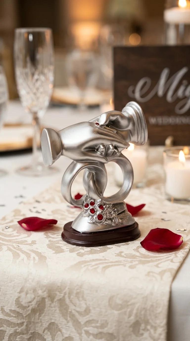 Value Gifts Premium Small Wedding Hand Ring Statue for Valentine and Home Decoration