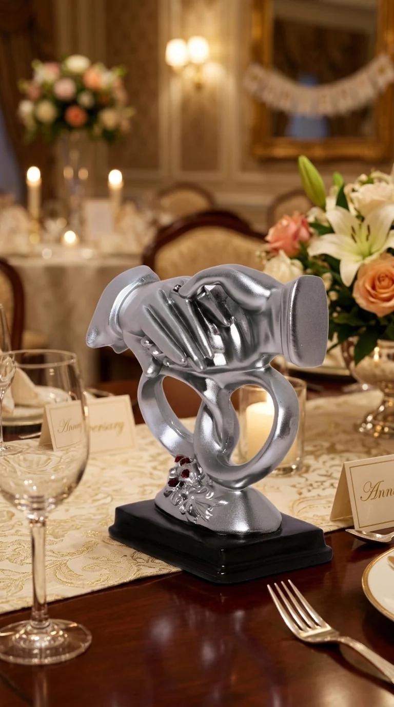 Value Gifts Premium Medium Wedding Hand Ring Figurine for Valentine and Home Decoration